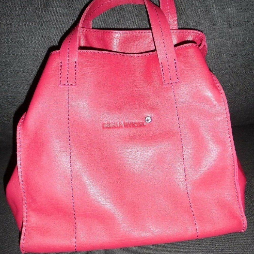 Sonia Rykiel Pink Fuchsia Leather Jeweled Handbag